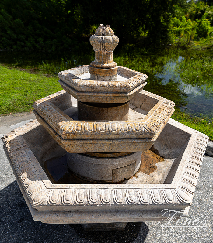 Search Result For Marble Fountains  - 3 Tiered Granite Hexagon Fountain - MF-1382